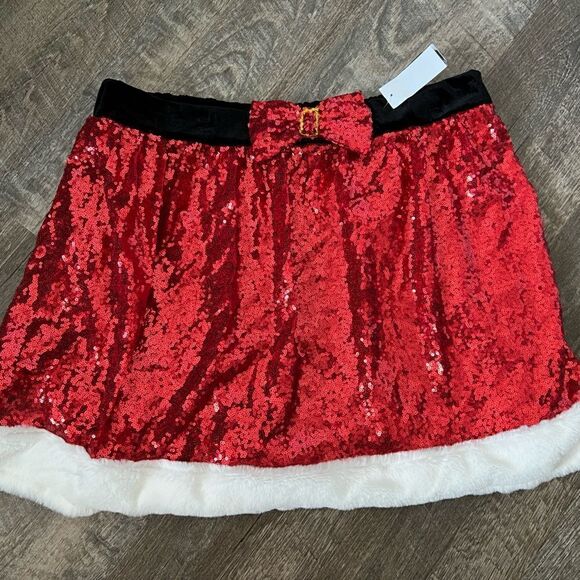 Born Famous Red Sequin Christmas Skirt- Size XXL - Picture 1 of 9